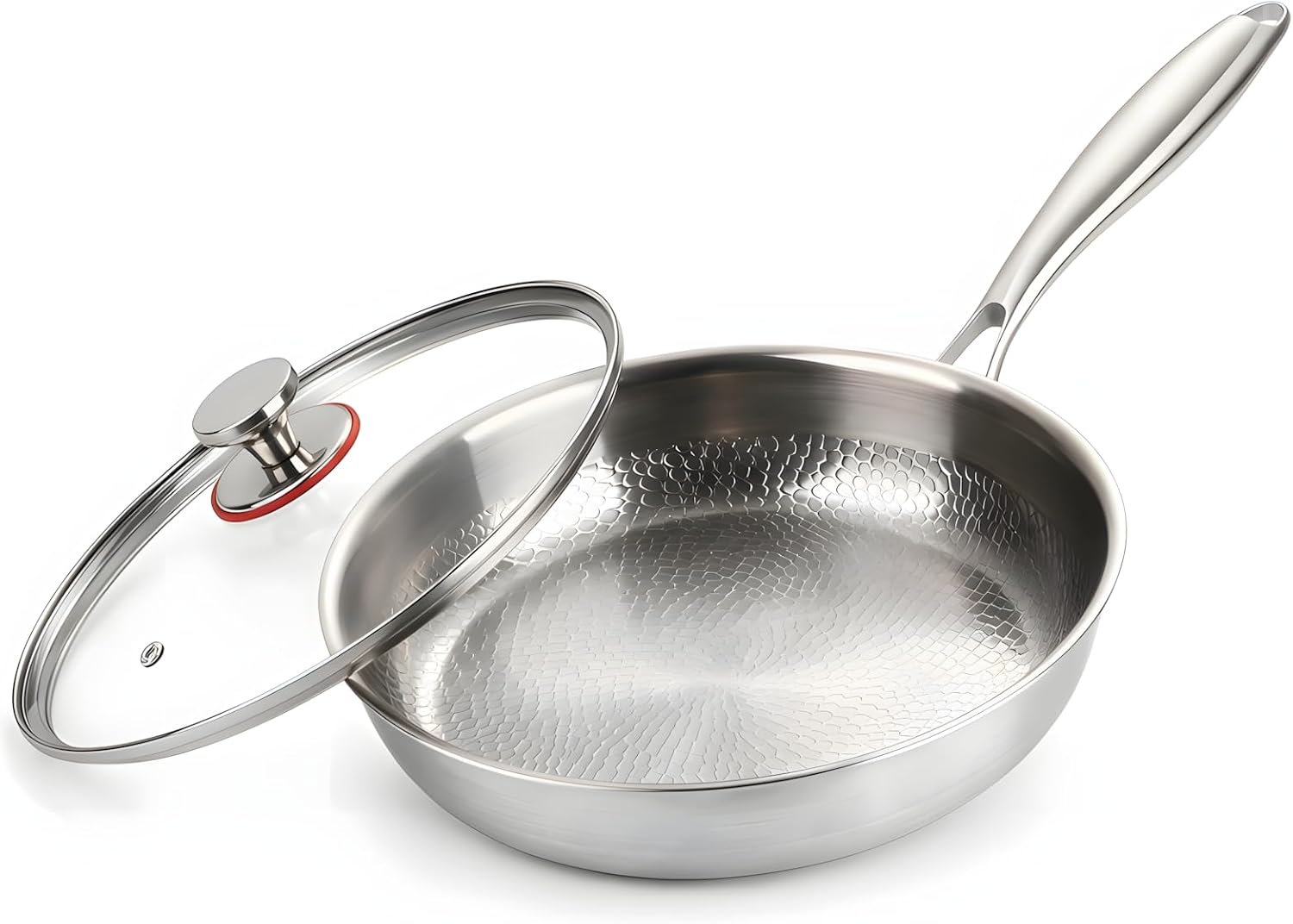 Titanium Frying Pan with Lid, 10.23 Inch Pure Titanium Skillet for Cooking