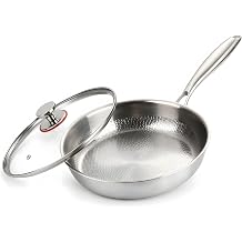 Titanium Frying Pan with Lid, 10.23 Inch Pure Titanium Skillet for Cooking