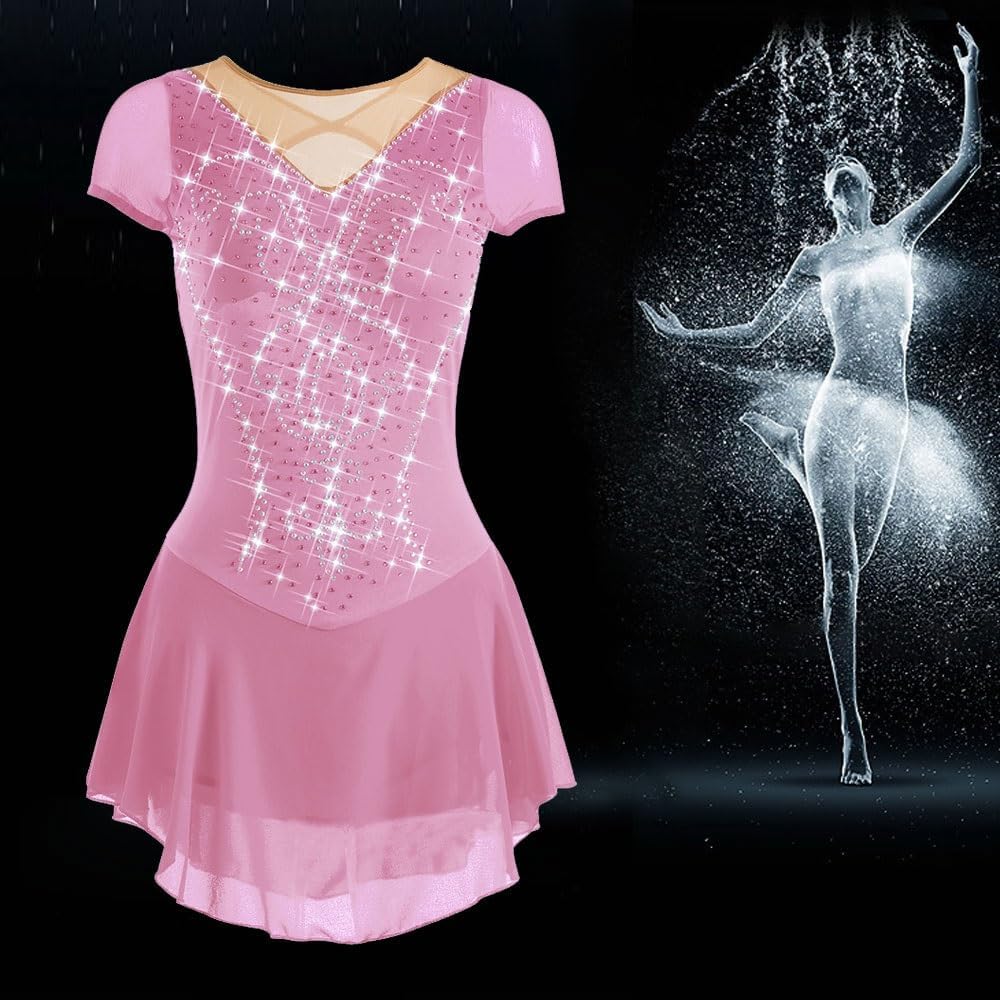 Figure Skating Performance Dress for Girls Women Ice Skating Competition Costume Rhinestone Skating Wear