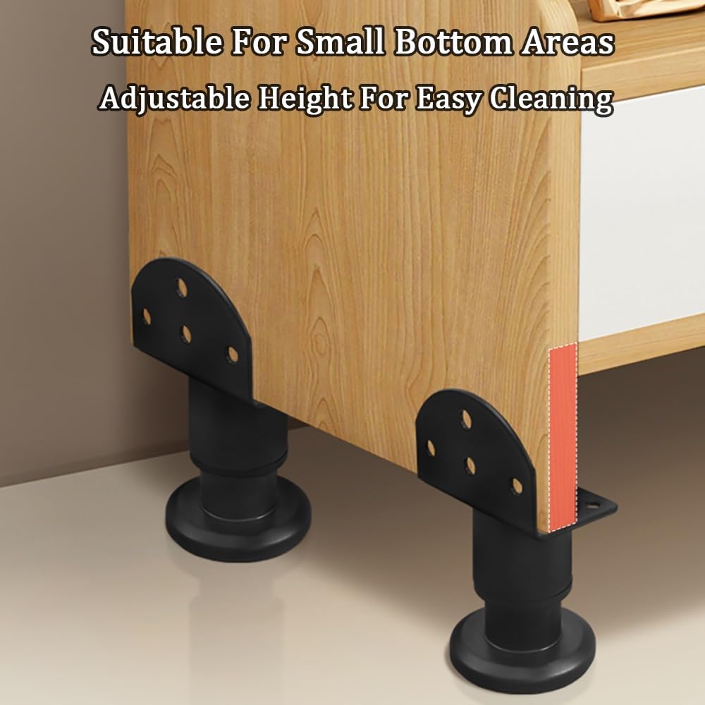 Adjustable Metal Bed Support Leg, Dresser Furniture Legs with Non-Slip Feet, for Couch, Dresser, Coffee Table, Beds Frame, Cabinet Legs Set of 4(White,12-18cm)