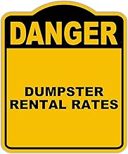DUMPSTER RENTAL RATES Danger Yellow Black Aluminum Composite Sign 20 x 24 inches