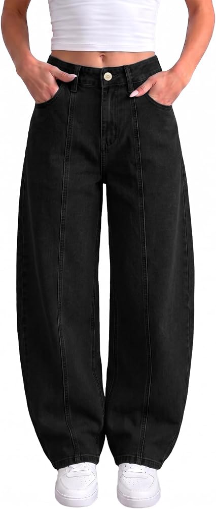 SIDEFEEL Jeans for Women Wide Leg Stretchy Barrel Jeans — 사진 1