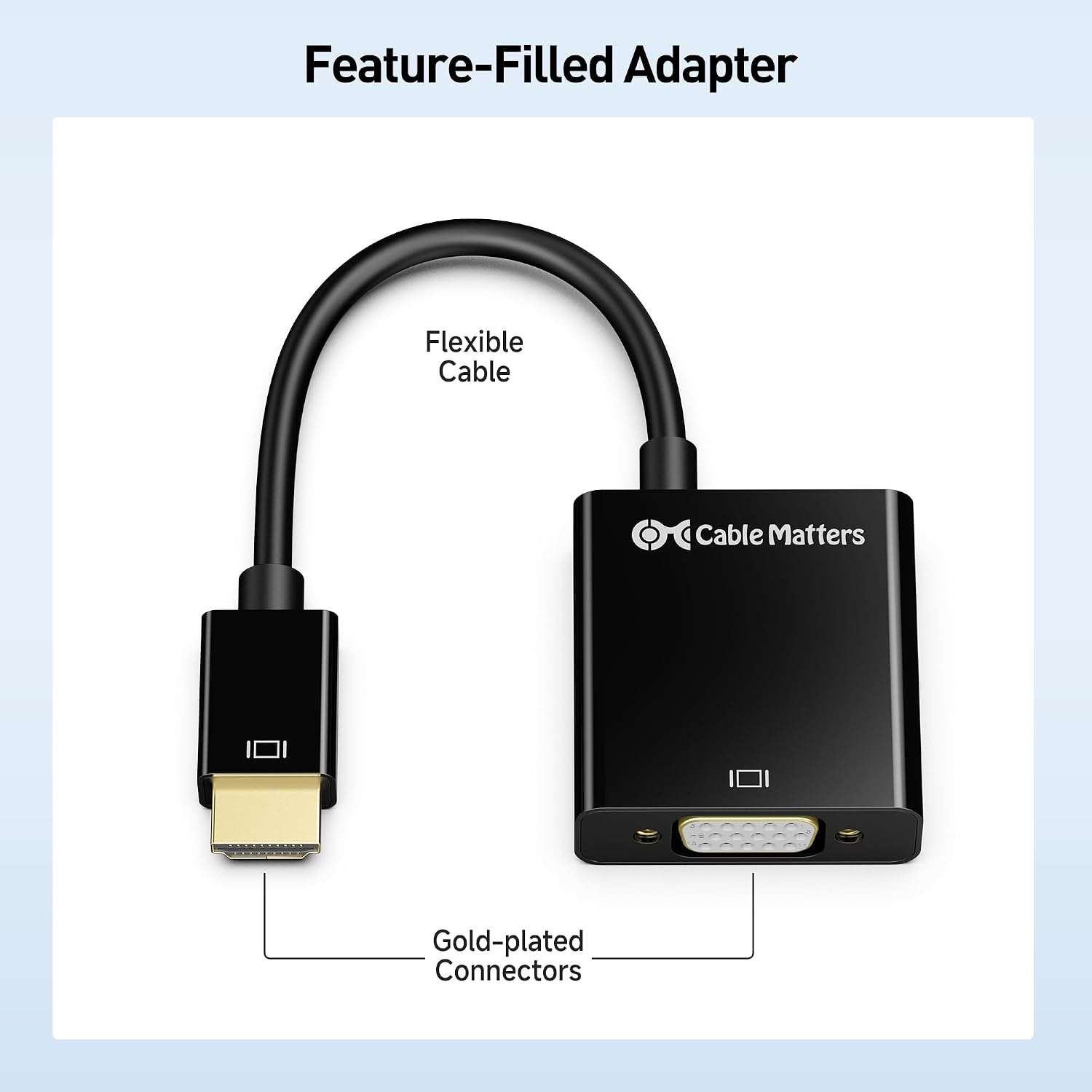 Cable Matters Unidirectional HDMI to VGA Adapter, VGA to HDMI Converter, Black