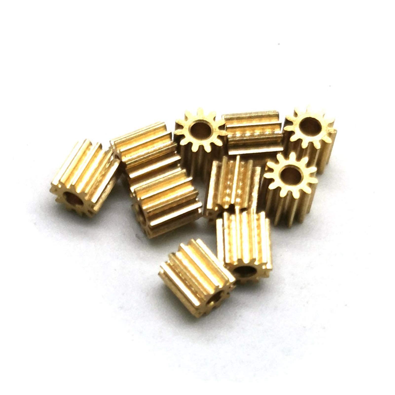 MKSIWSA Industry 112A 0.5M Brass Gears 11 Teeth Mechanical Parts Inner Hole 2mm Tight Fitting Small Module Pinion Metal Gears (Hole Diameter : 2mm, Number of Teeth : 11 Teeth)