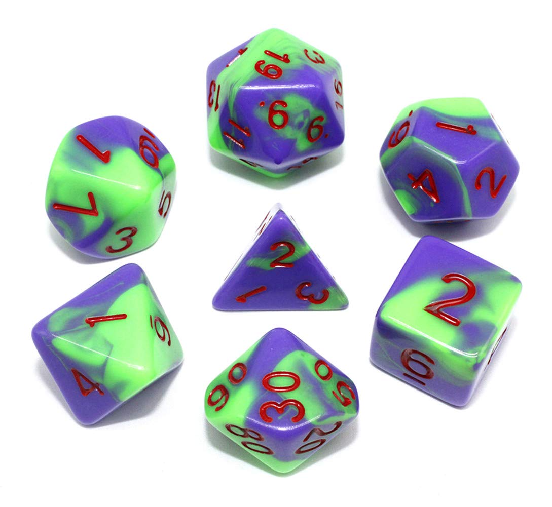 Lot de 10 dés polyédriques DND DD RPG Donjons et Dragons 10 faces Violet + Gris