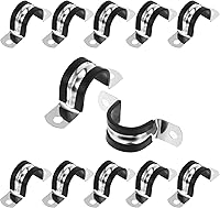 Thinp 10-Pack 1 Inch Stainless Steel U Brackets - Heavy Duty 2-Hole Pipe Clamps with Rubber Cushion for Secure Mounting of Pipes, Hoses & Cables