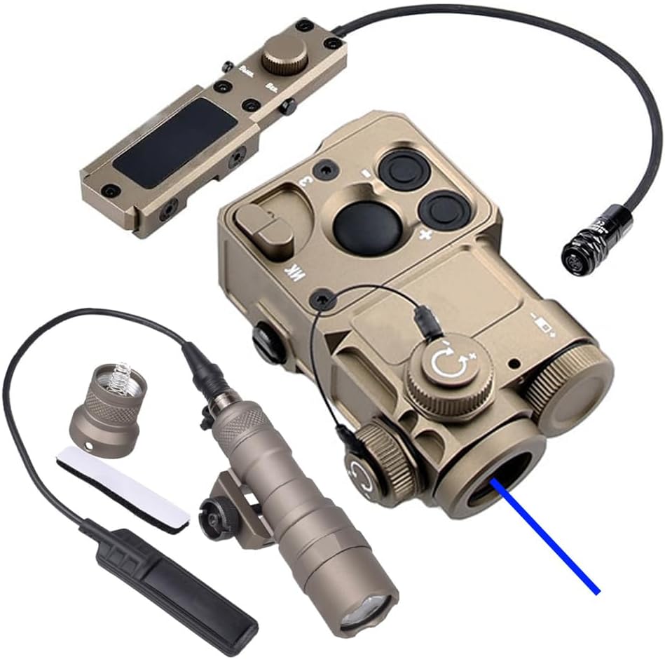 Metal PEST4 Box Laser Sights(with IR Laser+Red/Green/Blue Laser Sight+Remote Pressure Switch), & M300B Strong White LED Flashlight Combo, Tan