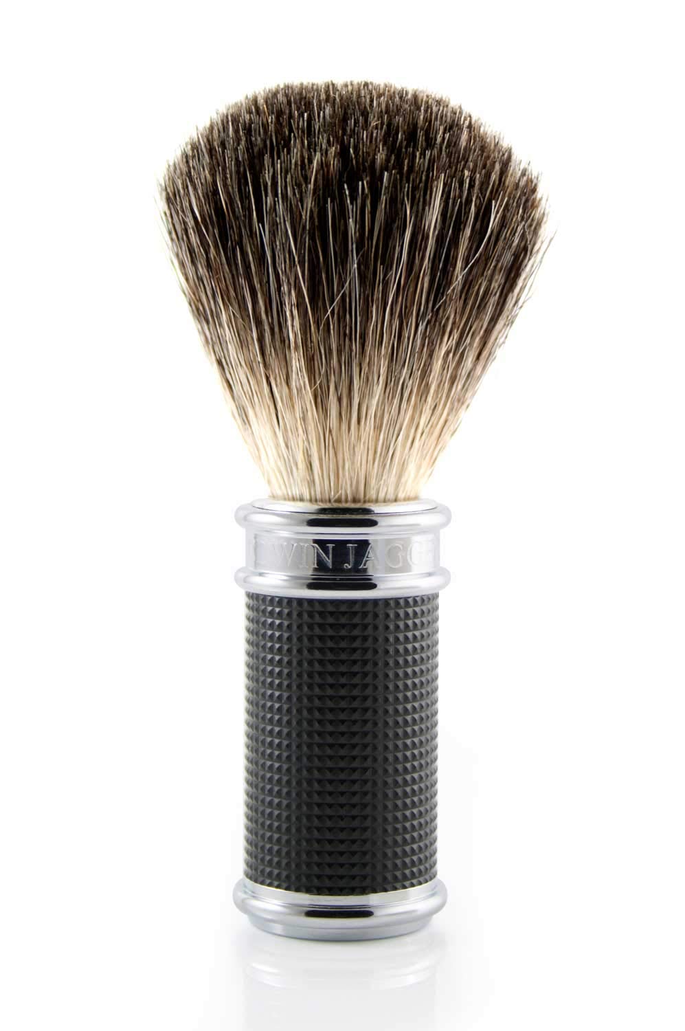 Edwin Jagger Black/Chrome 3D Diamond Shaving Brush, Pure Badger