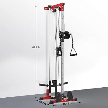 Wall Mount Cable Station for Home Gym, Space Saving LAT Pull Down Machine with 20 Positions Adjustable Pulley System, Cable Cross Over Machine for Fitness Equipment, Black