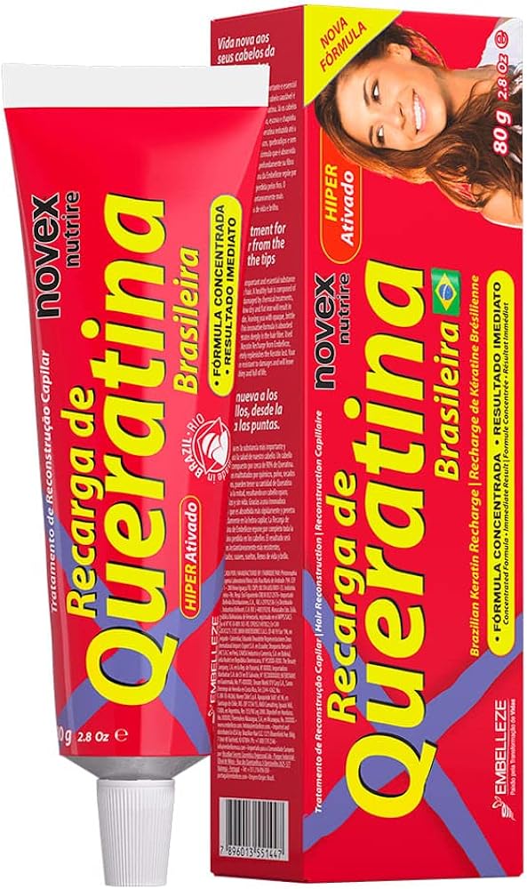 Novex Brazilian Keratin Recharge Tube Leave In 80g/ 2.8oz - Reconstructive Keratin, Frizz control & Damage Repair