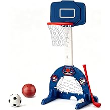 Toddler Basketball Hoop with Soccer Goal, Golf Game, Adjustable Height