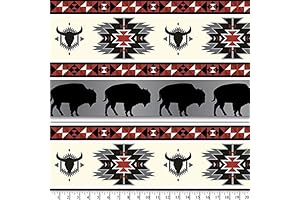 Tribal Buffalo Roam Fleece Fabric by The Yard - Native American Spirit