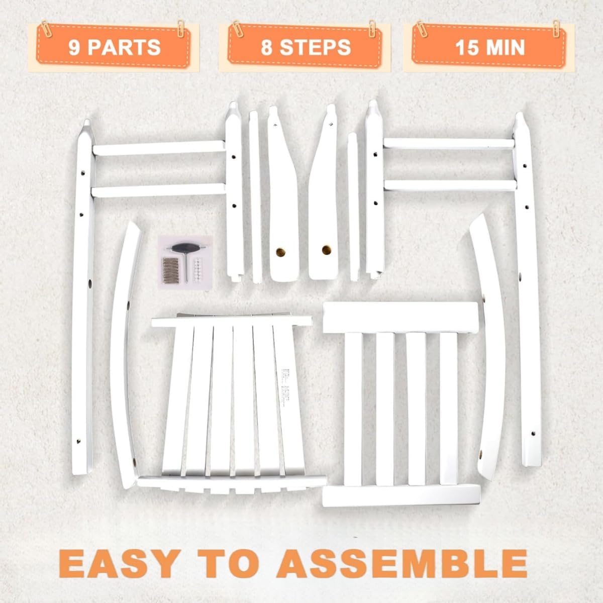 Kids Rocking Chairs Child Toddler Small Baby Wooden Comfy Rocker Chairs Furniture for Nursery Bedroom Livingroom Outdoor Reading Room, Ages 6-10, Anti-Tip Design Safe & Sturdy White