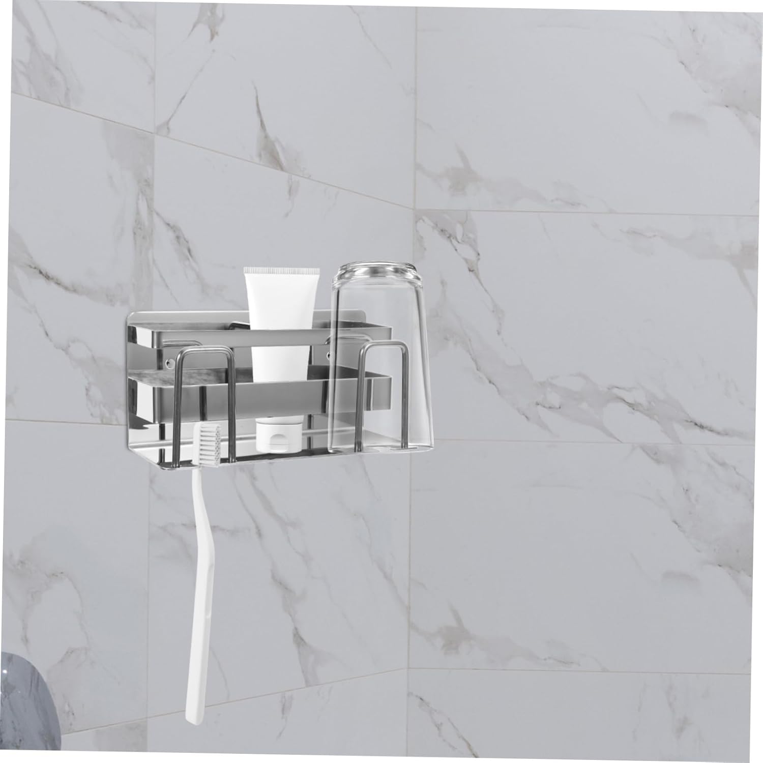 STOBAZA 2pcs Multi-Function Toothbrush -Mounted Holder Divided Toothpaste Stand Easy Install Boys and Girls Toothbrush Holder