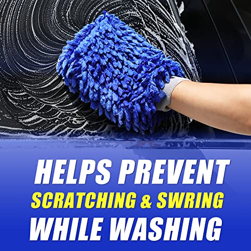 Conliwell 41" Microfiber Car Wash Brush With Long Handle Car Washing Mop Kit Mitt Sponge Car Cleaning Supplies Kit Duster Rv Washing Car Brush Accessories, 1 Chenille Scratch-Free Replacement Head… #TOP2