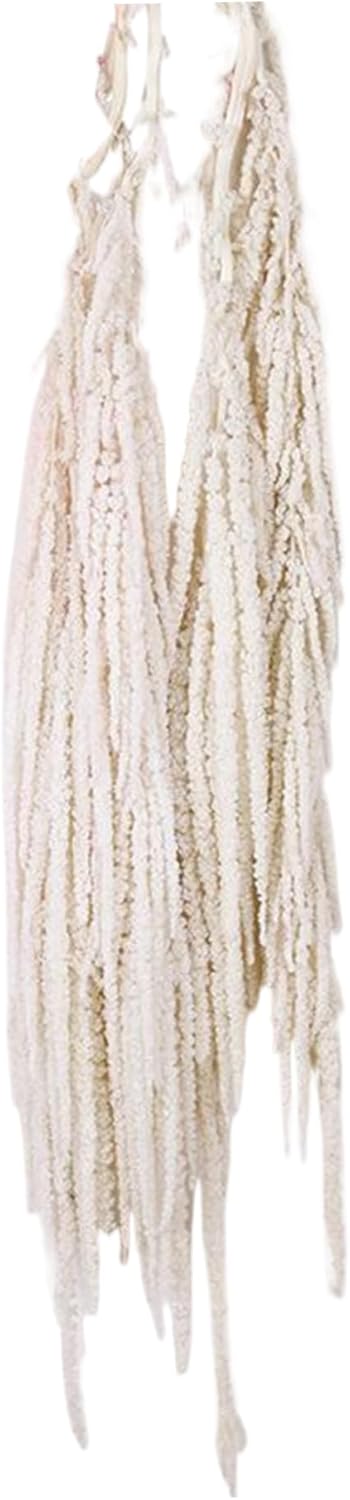 Dried Flower Bouquet 24-31.5" Hanging Dried Amaranthus Lifelike Natural Vine Flowers Reusable Plants for Wedding Bouquet Wall Home Party Decor White