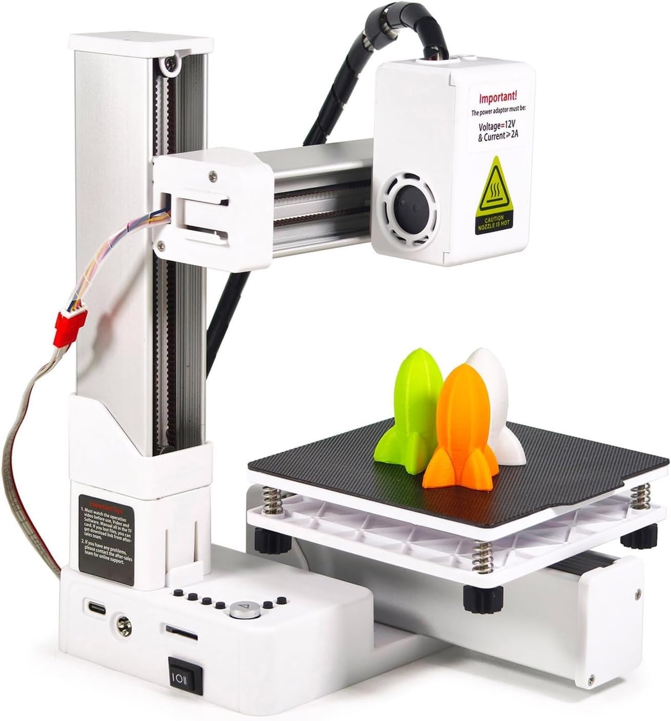 Stampante 3D compatta, Stampante 3D for Principianti, livellamento Automatico,Volume Stampa 100x100x100 mm,Supporta filamenti PLA e TPU,utilizzata for progetti Domestici scolastici(White)