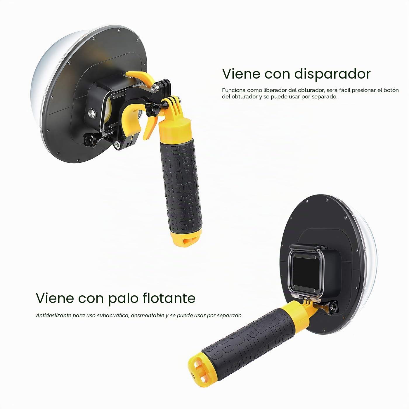SOONSUN Puerto de cúpula para GoPro Hero 12 11 10 9 Negro 45 m Impermeable Lente de Puerto de cúpula con Carcasa para GoPro Hero 9 10 11 12 cámara Negra Accesorios fotograhpy subacuáticos