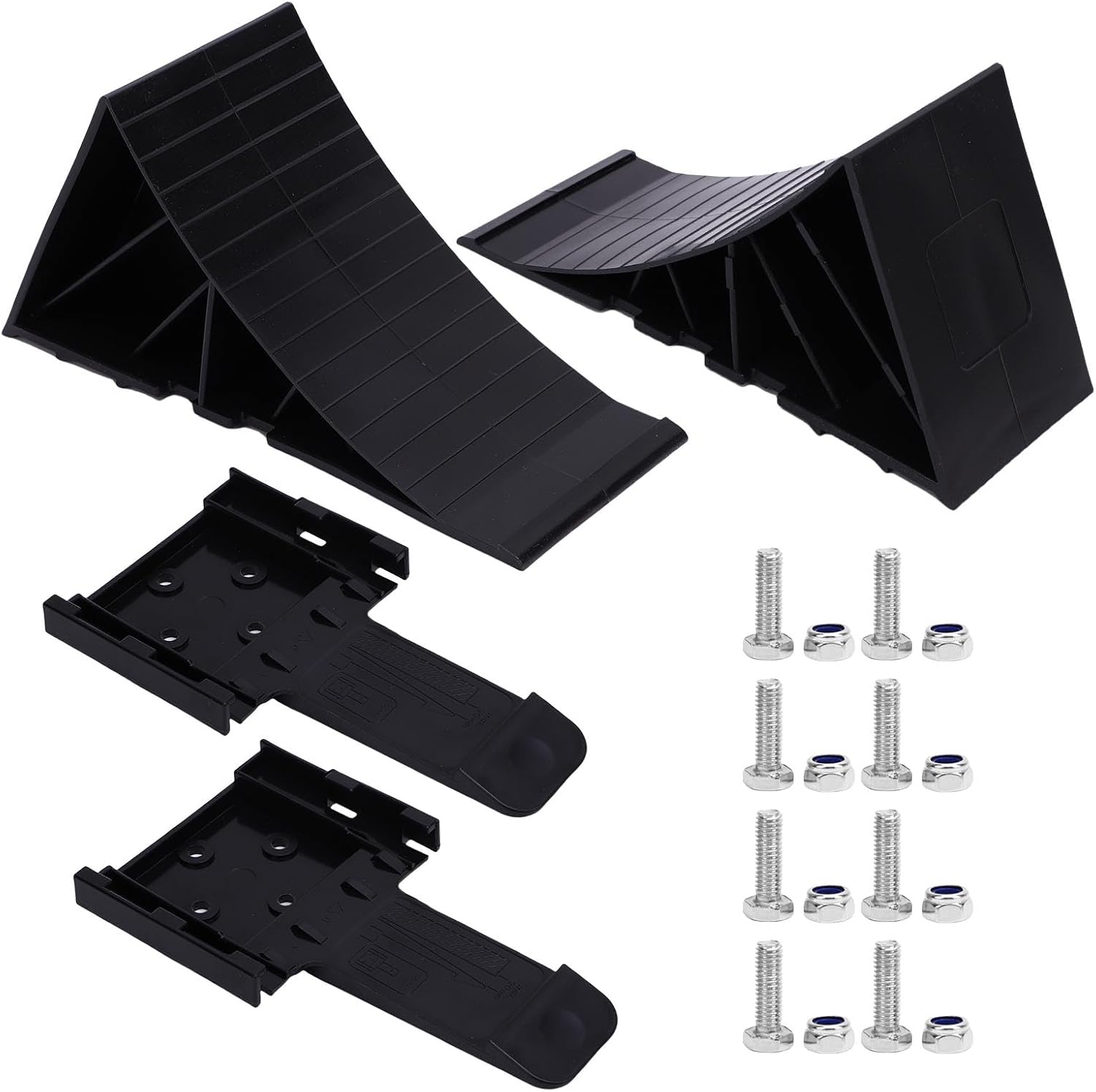 Keenso Wheel Chock,2PCS Heavy Duty Black Wheel Chock PE Anti Slip High Stability Tire Blocks for Car Travel Trailers RV Truck ATV