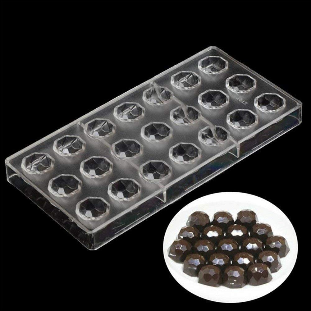 Valink Fancy Half Diamond Shape 21 Cells Kitchen Baking Chocolate Mold,Chocolate Bar Mould,Polycarbonate Wedding Chocolate Lolly Molds,Plastic Candy Cake Cupcake Baking Pan, Bakeware Molds Tool - 14.5Cm X 28Cm X 2.5Cm