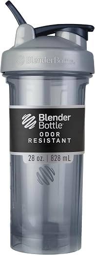 BlenderBottle Shaker Bottle Pro Series Perfect for Protein Shakes and Pre Workout, 28-Ounce, Full-Color Grey