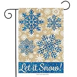 Let It Snow Burlap Winter Garden Flag Snowflakes 12.5" x 18" Briarwood Lane