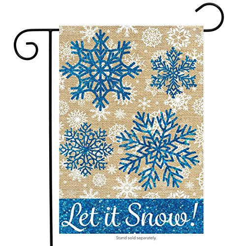 Let It Snow Burlap Winter Garden Flag Snowflakes 12.5" X 18" Briarwood Lane #TOP17
