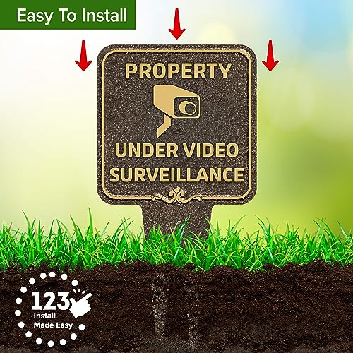 Image of Property Under Video Surveillance Sign, 9x17, Heavy Duty Integrated Ground Stakes, Indoor /Outdoor Use, Rust Free Aluminum Composite, Made in USA by My Sign center