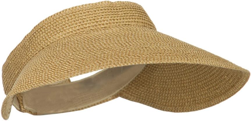 Women's UPF 50+ Metallic Poly Paper Braid Visor - Tan
