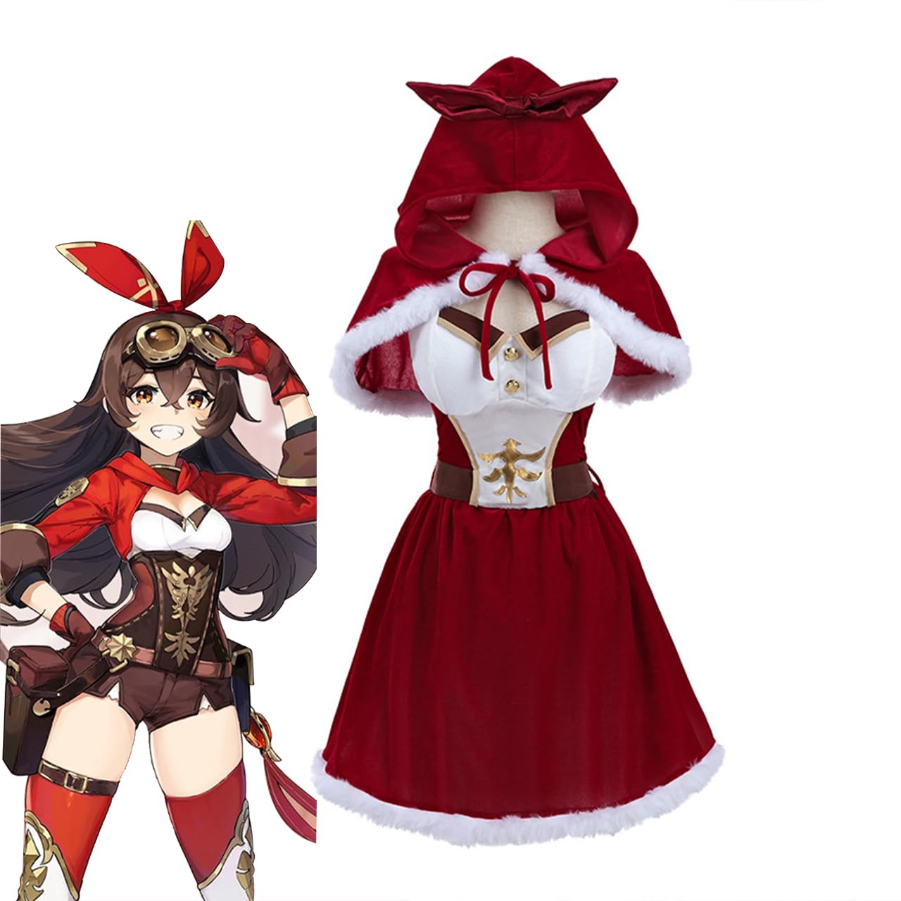Amazon.co.jp: NABEN 原神 アンバー コスプレ衣装 サンタ コスプレ