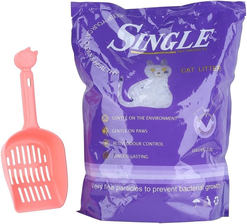 Ouzen Crystal Cat Litter Easy Care Fresh Clumping White Silica Litter and Free Scoop