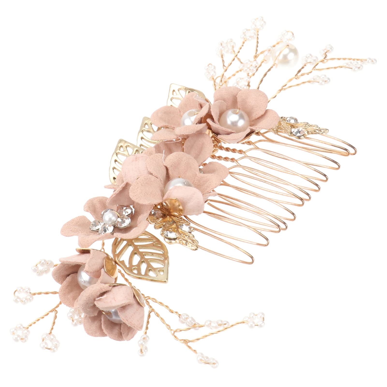 Abaodam Pink Wedding Hair Comb Crystal Rhinestone Bridal Hair Accessories for Bridesmaids Special Occasion Decoration Clip