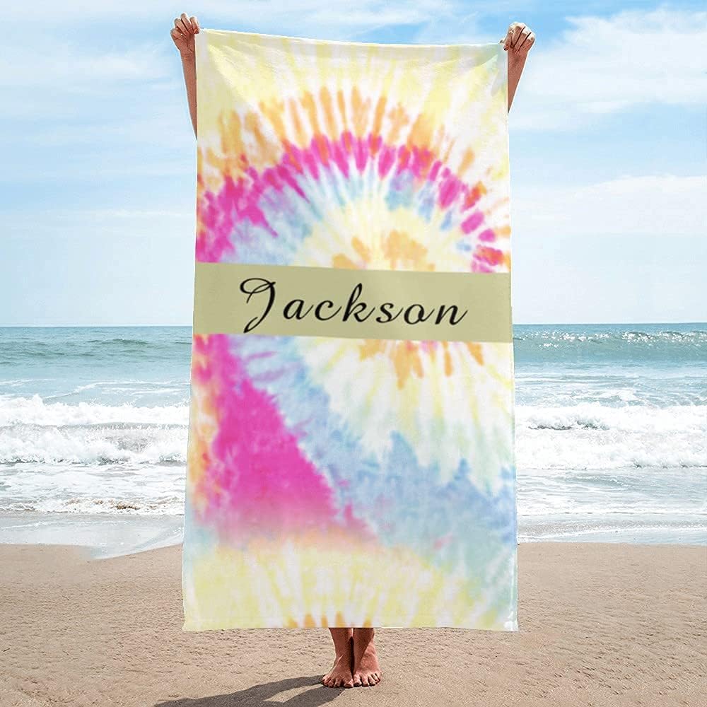 E-shine Tie dye Beach Towels Custom Beach Towels with Name Personalized Beach Towel Customize Beach Towels for Adult