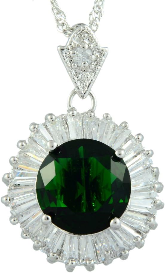 ‘RIZILIA Pendant with 18” Chain & Round Cut CZ [4 Colors available] in White Gold Plated, Simple Modern Elegant’