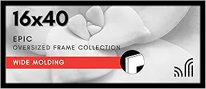 Americanflat 16x40 Poster Frame with Polished Plexiglass - Black Picture Frame - Wide Photo Frames Made of Engineered Wood for Vertical or Horizontal Wall Display - Epic Collection - Black