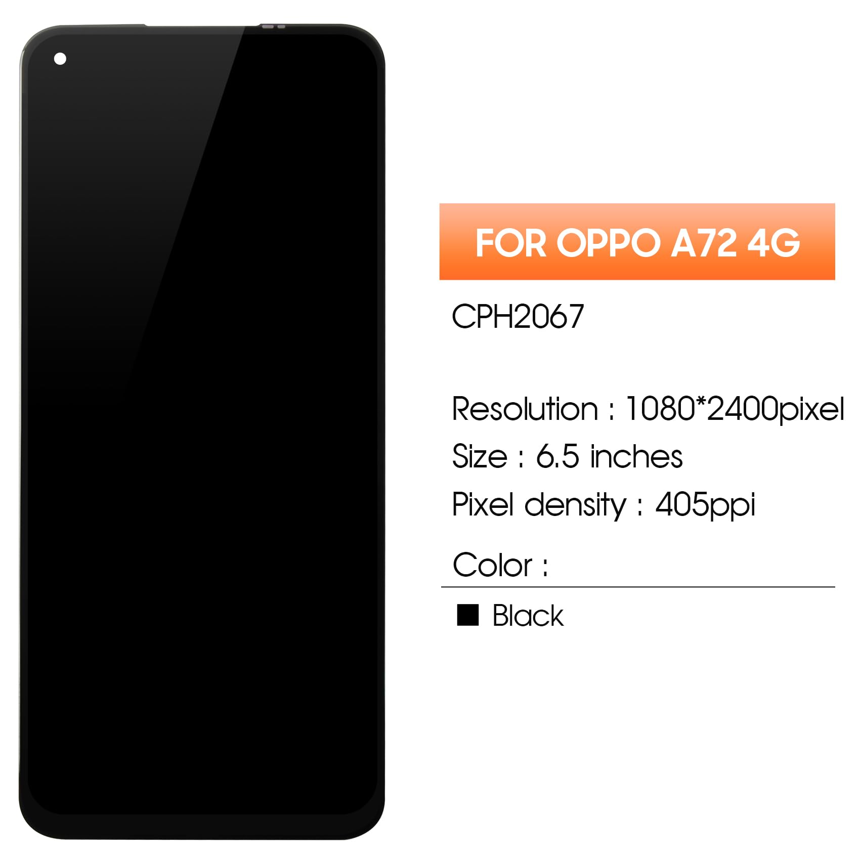 AGCUT LCD pour Oppo A72 4G / A52 4G Écran de Rechange pour Oppo A72 4G CPH2067 Display Ecran Replacement Numériseur Vitre Écran Tactile Digitizer Panneau Assemblé De Réparation, Nior