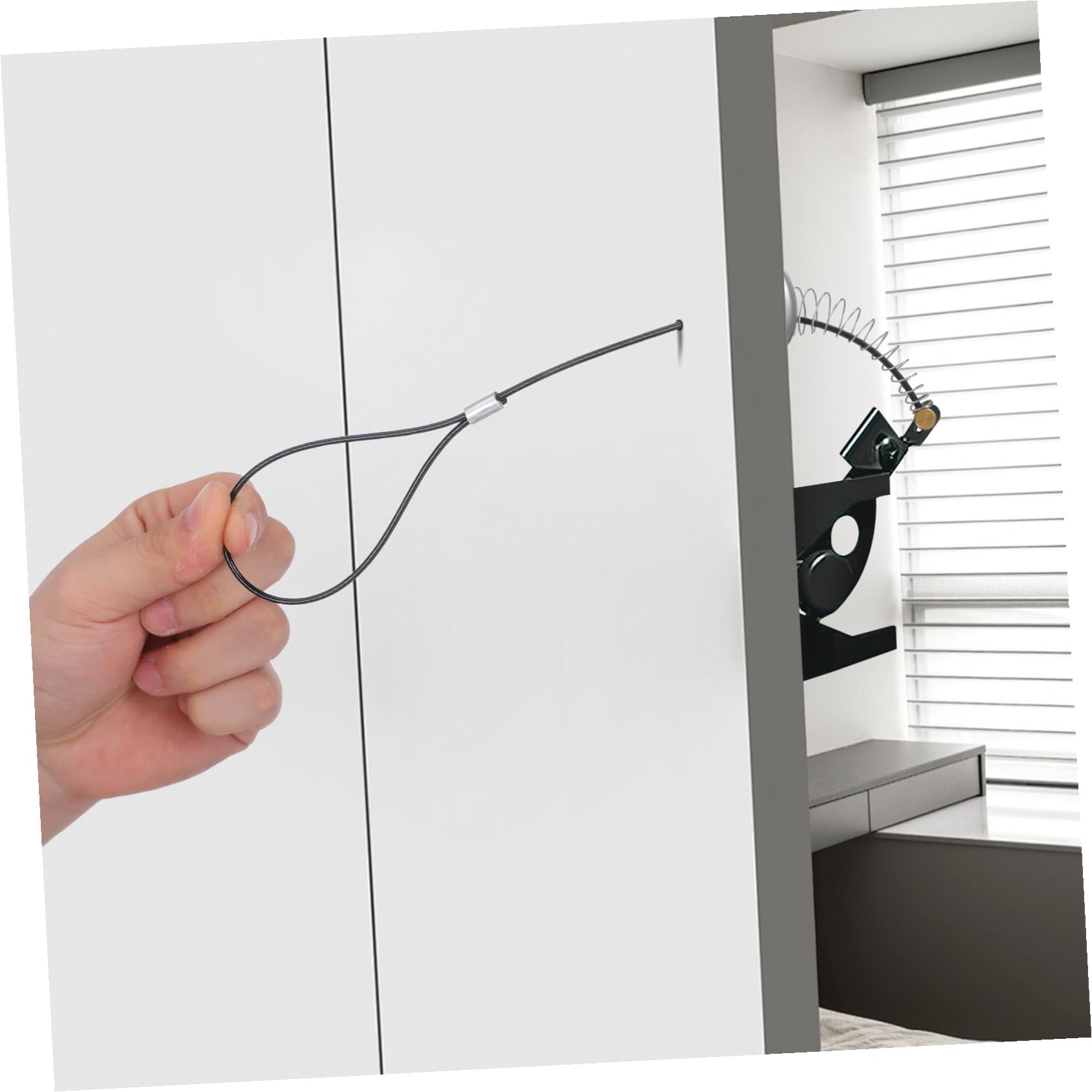 2 Juegos de Pestillo de Puerta Resorte y Cable para Puertas y Vallas de Metal, Cierre Seguro Pestillo Ajustable para Apertura y Cierre Fácil