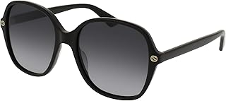 Gucci Damen GG0092S 001 Sonnenbrille, Schwarz (Black/Grey), 55