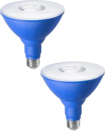 EDISHINE PAR38 Bombilla de luz de inundación azul, bombilla LED azul regulable, 18 W (equivalente incandescente de 120 W), bombilla azul para