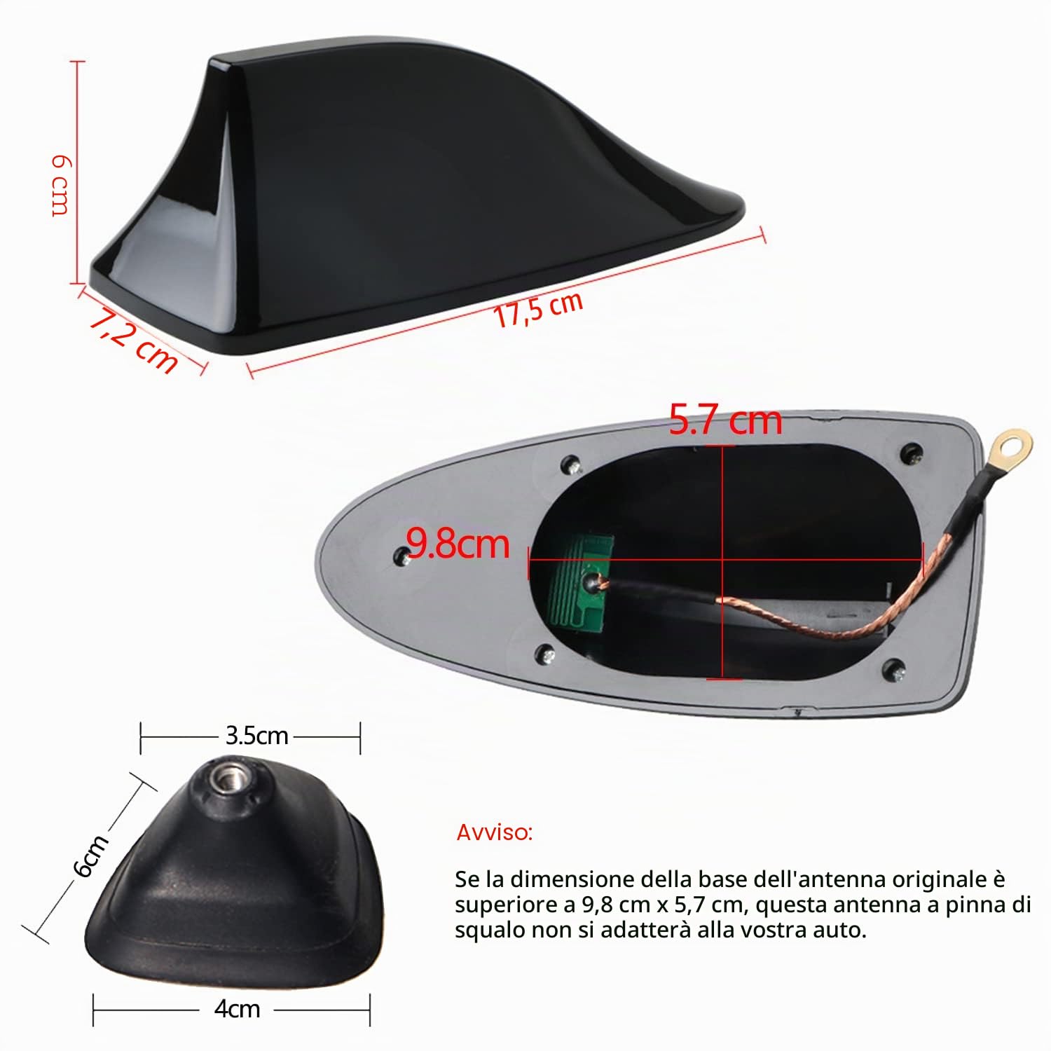 Heart Horse Antenna per auto a forma di pinna di squalo AM/FM Segnale di design Antenna da tetto con base adesiva per auto SUV Camion Van (nero)