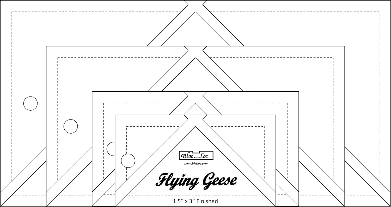 Bloc Loc Flying Geese Quilting Ruler Set #1 Contains 1-1/2” x 3”, 2” x 4”, 3” x 6”, 4” x 8” Finished Size for Quilters