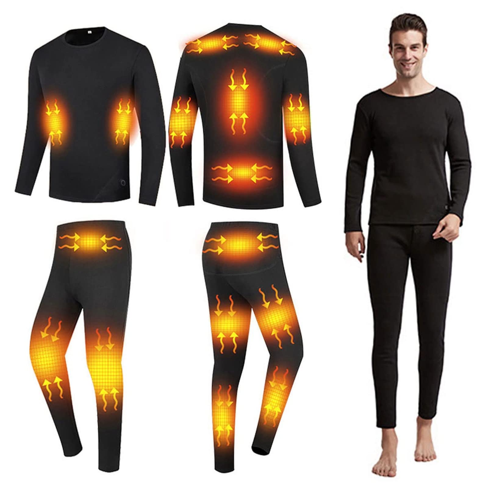 Intimo riscaldato Tute da Donna Tute Calde 3 Temperature con 16 Zone di Riscaldamento Adatte per la Protezione dal Freddo all'aperto (Nero L)