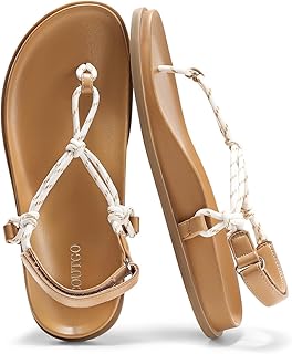 Womens Flat Thong Sandals Open Toe Flip Flops Adjustable Ankle Strap Sum...