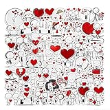 106 Stk Liebe Aufkleber set,Stickers Lustige Liebesaufkleber Wasserfeste Graffiti Anime Valentinstag Herz Skizzenhafte Linienfiguren Cartoon für Fotoalbum Journal Scrapbook Kindle Skateboard