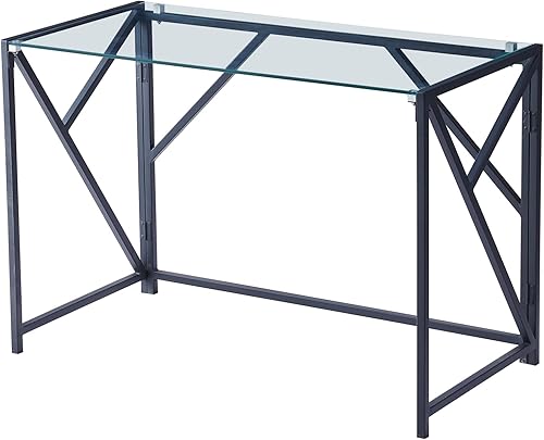 Escritorio para computadora de vidrio templado transparente, mesa de estudio, oficina en casa, escritorio, portátil, estación de trabajo moderna,