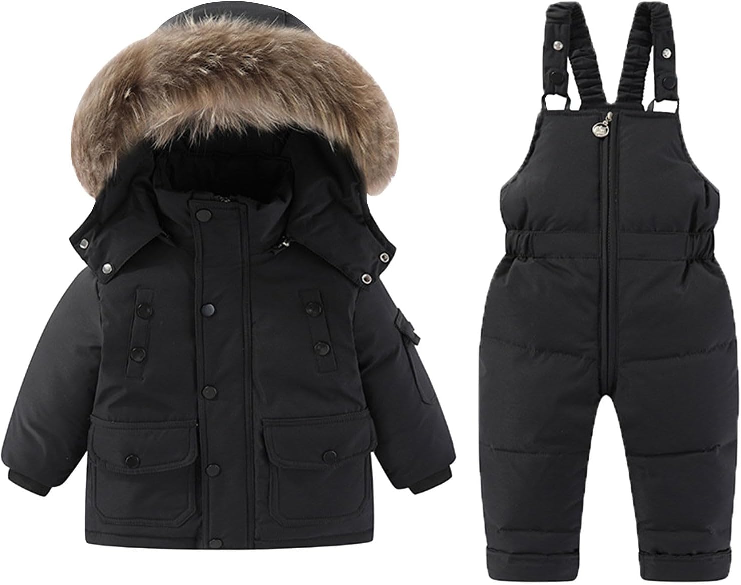 Kids 2 Piece Ski Snowsuit - Thermal Waterproof Skibib Pants and Jackets Boys Girls Winter Windproof Snow Suit 1-6Y