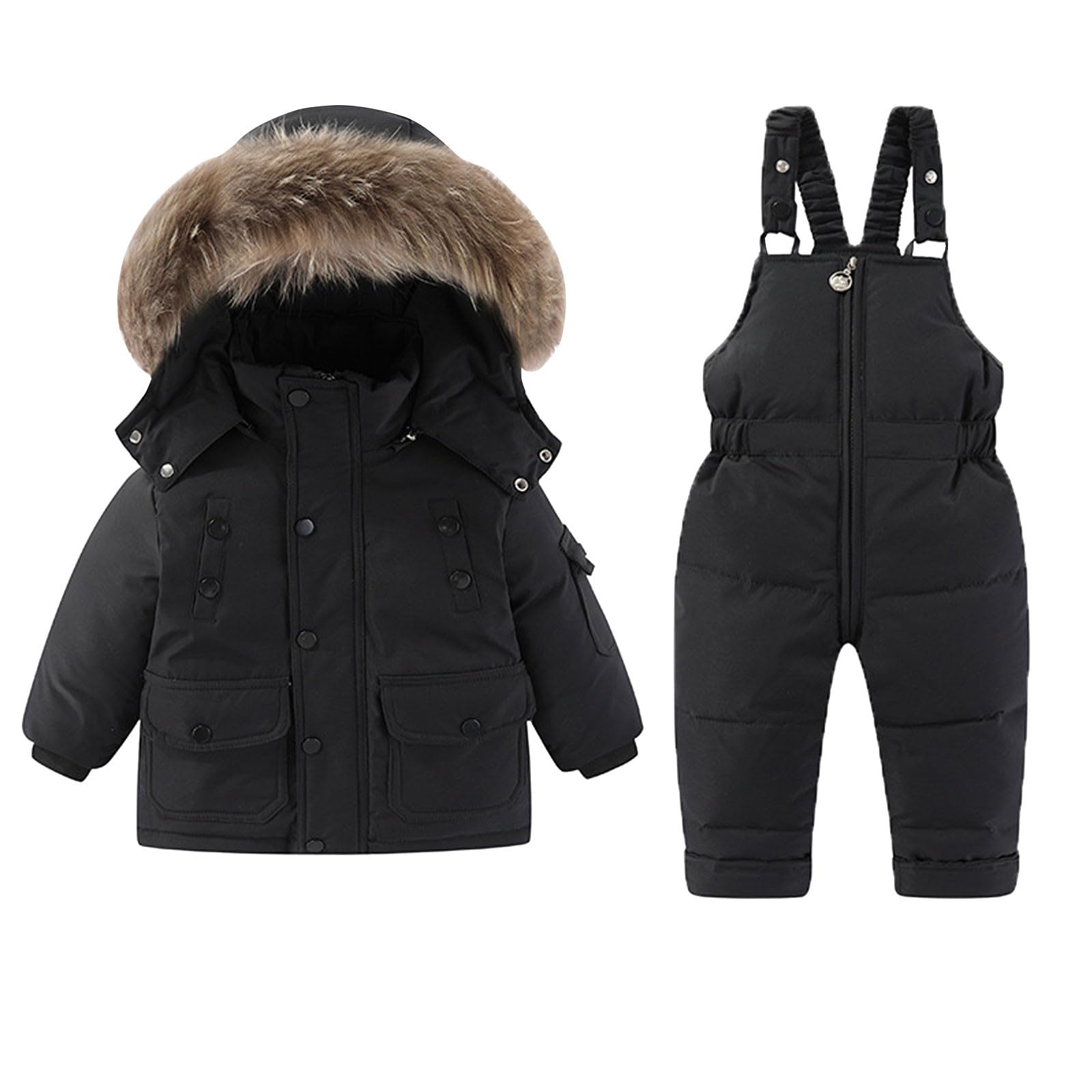 Combinaison Softshell D'extérieur Enfant Épaissi Veste et Pantalon de Ski une Pièce Imperméable avec Robe Interne intégrée et Zippé pour Alpinisme Ski Hiver Chaud Tenue Plein Air 1-6 Ans