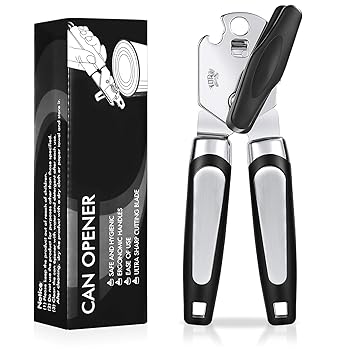 Heavy Duty Can Opener Stainless Steel Manual Tin with Ergonomic Handle Smooth Edge Easy Turn Kitchen Tool