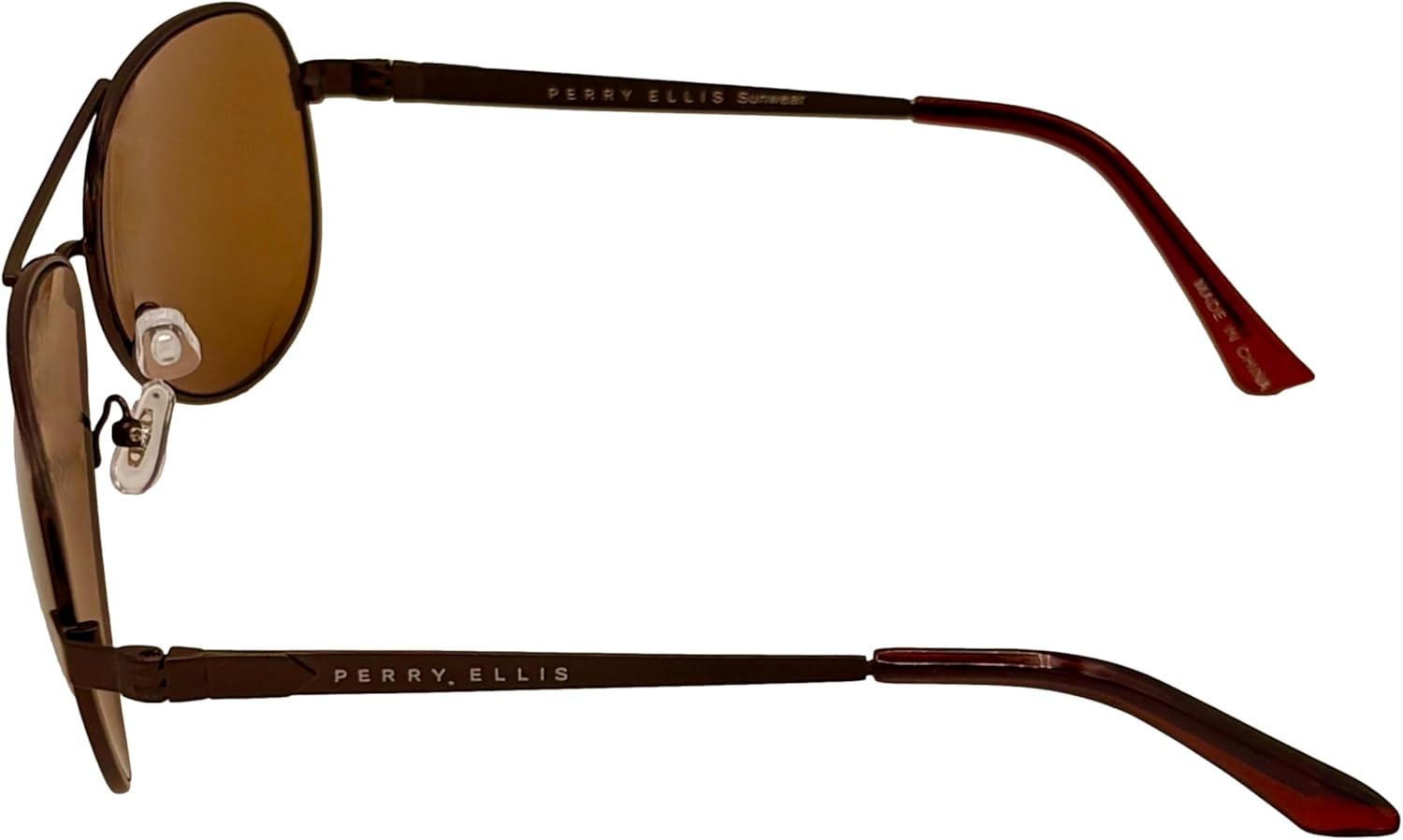 Perry Ellis Brown Men Sunglass Metal Aviator Brown, Brown Lens PE78 1