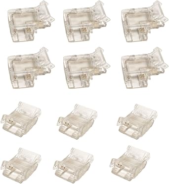3 Pin 10mm COB LED Strip Connector Kit 6Pcs 3-Pin 0.39in Transparent Gapless L-Shaped Connectors, 6Pcs 3Pin Strip to Strip Connectors for PWM CCT LED Strip Light